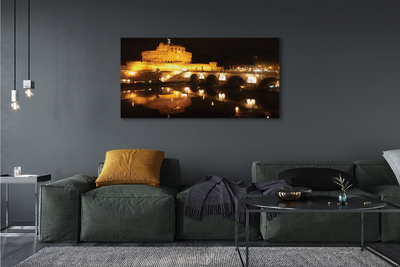 Obraz drukowany na płótnie Nocne Mosty nad Tybrem