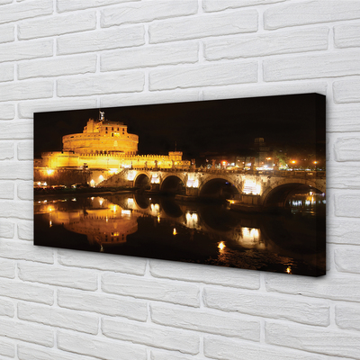 Obraz na płótnie Rzym Rzeka mosty noc