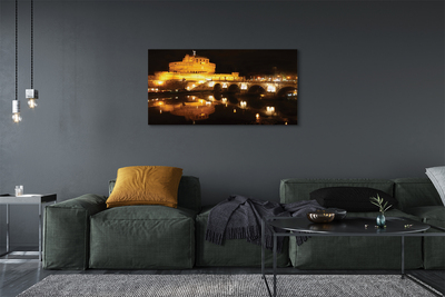 Obraz drukowany na płótnie Nocne Mosty nad Tybrem