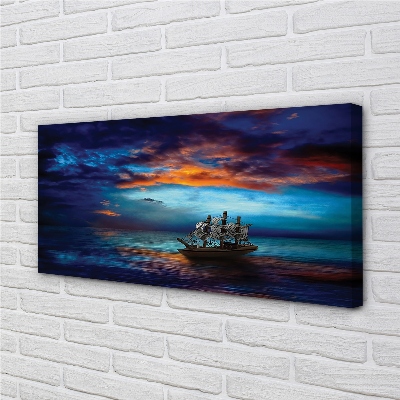 Obraz na płótnie Chmury statek morze wieczór