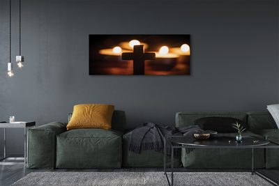 Duży obraz na płótnie Krzyż i Świeczki
