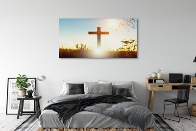 Duży obraz na płótnie Krzyż na Polu w Słońcu
