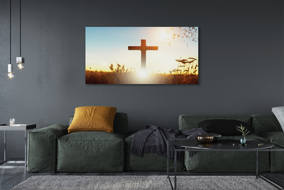 Duży obraz na płótnie Krzyż na Polu w Słońcu