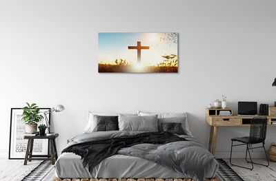 Obraz na płótnie Krzyż pole słońce