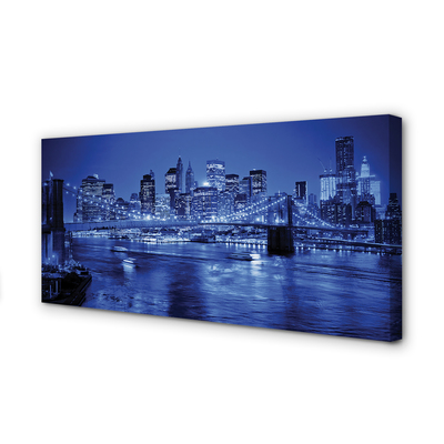 Obraz drukowany na płótnie Miejskie Pejzaże: Rzeka, Most, Wieżowce
