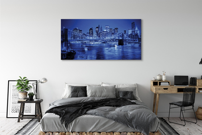 Obraz drukowany na płótnie Miejskie Pejzaże: Rzeka, Most, Wieżowce