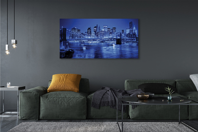 Obraz drukowany na płótnie Miejskie Pejzaże: Rzeka, Most, Wieżowce