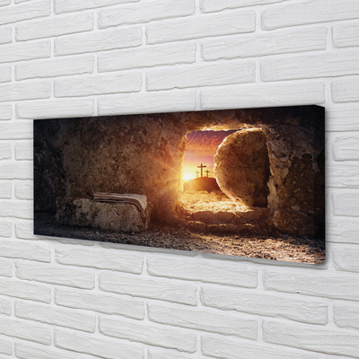 Duży obraz na płótnie Jaskinia, Krzyże i Słońce