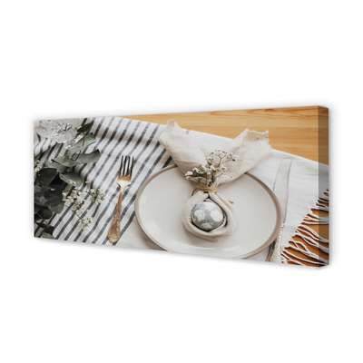 Duży obraz na płótnie Talerz z Kwiatami i Jajkiem