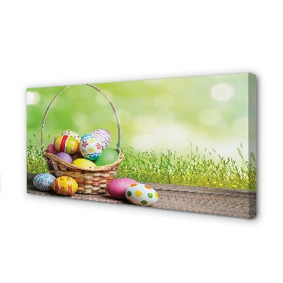 Obraz canvas na ścianę Koszyk z Jajkami na Łące