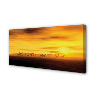 Duży obraz na płótnie Drzewo i Żyrafy pod Niebem