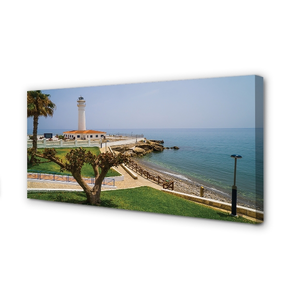 Fotoobraz na płótnie Latarnia Morska na Skalistym Brzegu