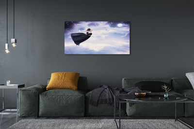 Obraz drukowany na płótnie Wróżka na Tle Nieba i Księżyca