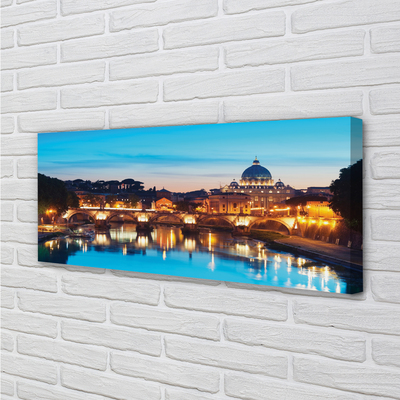 Obraz na płótnie Rzym Zachód słońca rzeka mosty