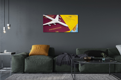 Obraz na płótnie Samolot paszport mapa