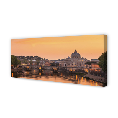Obraz na płótnie Rzym Zachód słońca mosty rzeka budynki