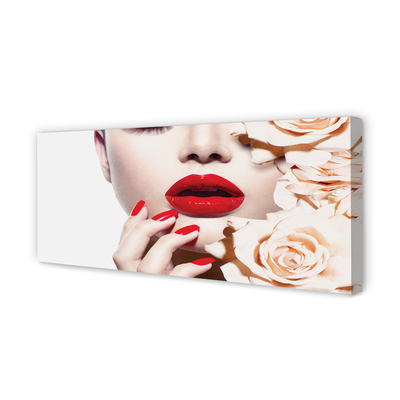 Obraz drukowany na płótnie Róże i Czerwone Usta