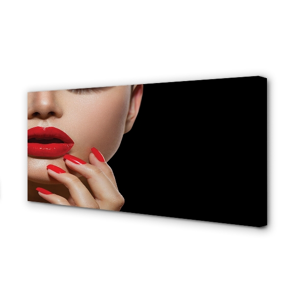 Obraz na płótnie Kobieta czerwone usta i paznokcie