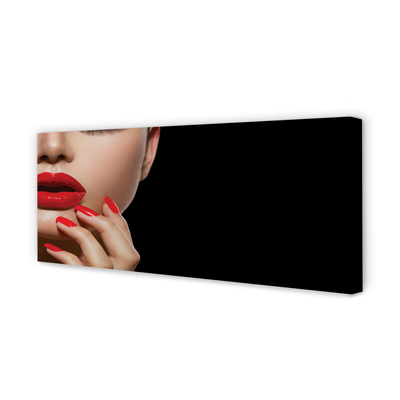 Obraz na płótnie Kobieta czerwone usta i paznokcie