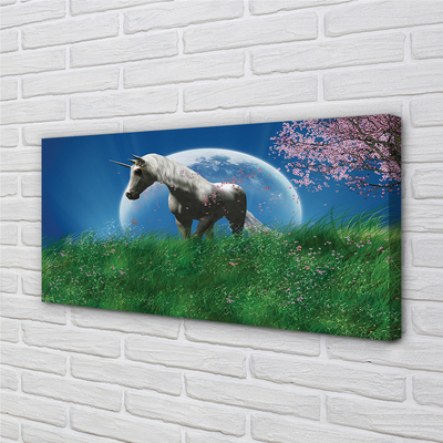 Zdjęcie na płótnie Jednorożec na Polu przy Księżycu