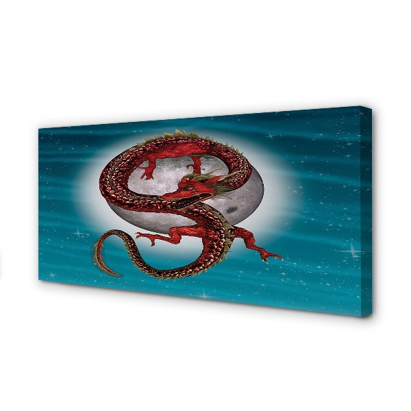 Fotoobraz na płótnie Japoński Smok na Tle Księżyca