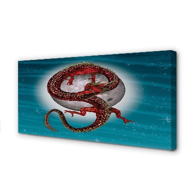 Fotoobraz na płótnie Japoński Smok na Tle Księżyca