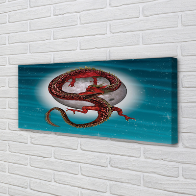 Fotoobraz na płótnie Japoński Smok na Tle Księżyca