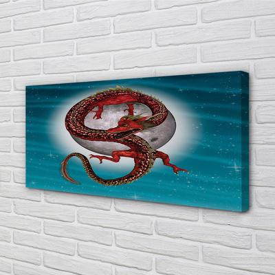 Fotoobraz na płótnie Japoński Smok na Tle Księżyca