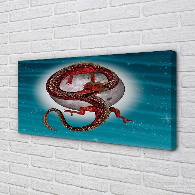 Fotoobraz na płótnie Japoński Smok na Tle Księżyca