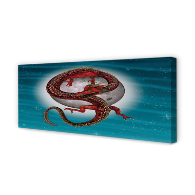 Fotoobraz na płótnie Japoński Smok na Tle Księżyca