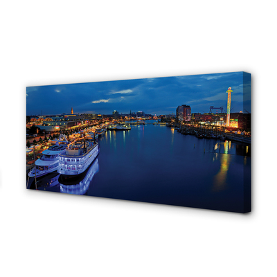 Zdjęcie na płótnie Statek w Nocnym Porcie