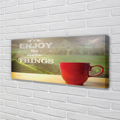 Obraz na płótnie Kubek z Napisem w Naturze