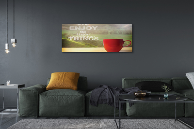 Obraz na płótnie Kubek z Napisem w Naturze