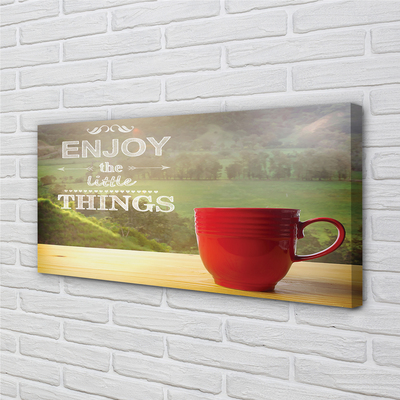 Obraz na płótnie Kubek z Napisem w Naturze