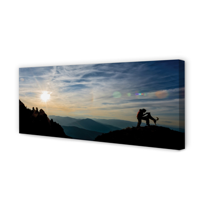 Obraz na płótnie Człowiek i Pies w Górach