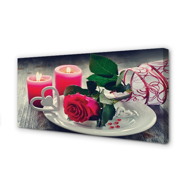 Duży obraz na płótnie Serce z Róż i Świec