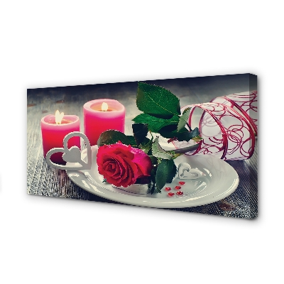 Duży obraz na płótnie Serce z Róż i Świec