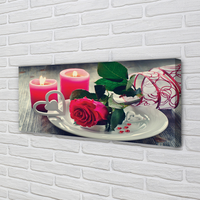 Duży obraz na płótnie Serce z Róż i Świec