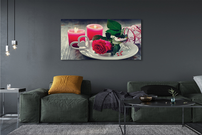 Duży obraz na płótnie Serce z Róż i Świec