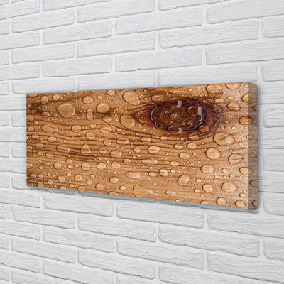Obraz canvas na ścianę Krople na Naturalnym Drewnie