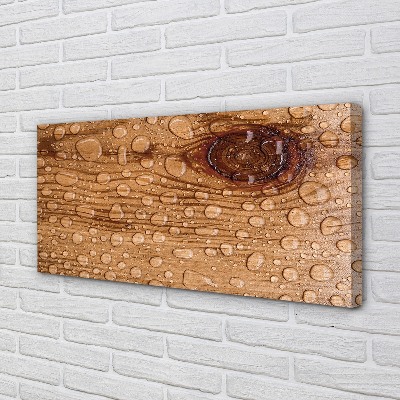 Obraz canvas na ścianę Krople na Naturalnym Drewnie