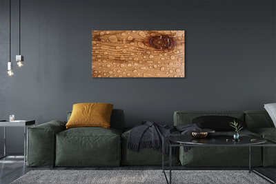 Obraz canvas na ścianę Krople na Naturalnym Drewnie