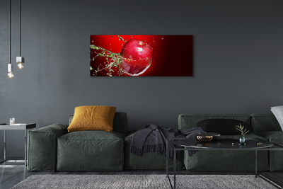 Obraz drukowany na płótnie Czerwone Jabłko z Kroplami Wody