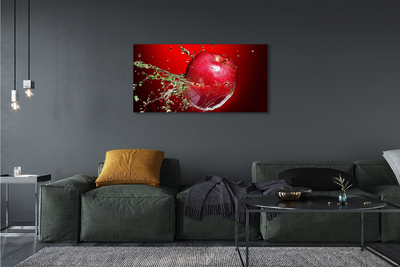 Obraz drukowany na płótnie Czerwone Jabłko z Kroplami Wody