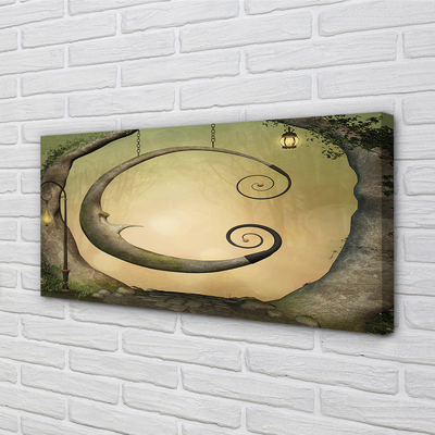 Obraz drukowany na płótnie Las Drzew i Świateł