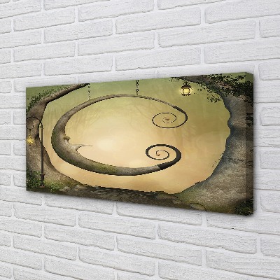 Obraz drukowany na płótnie Las Drzew i Świateł