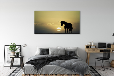 Fotoobraz na płótnie Jednorożec na Polu o Zachodzie Słońca