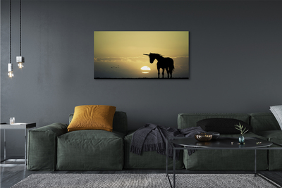 Fotoobraz na płótnie Jednorożec na Polu o Zachodzie Słońca