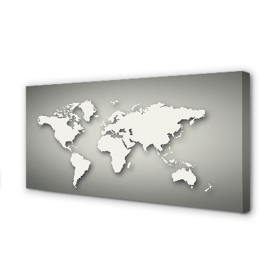 Obraz na płótnie Biała Mapa na Szarym Tle