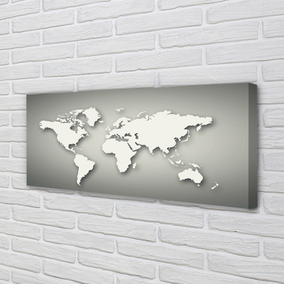 Obraz na płótnie Biała Mapa na Szarym Tle
